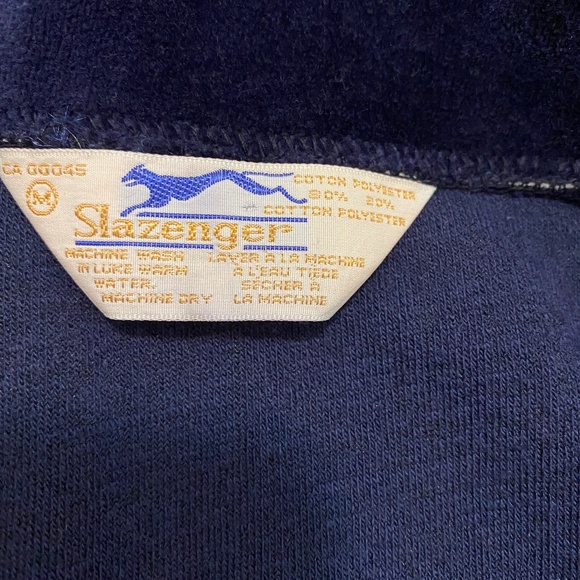 Slazenger Vintage Blue Velour Zip Up Jacket Size M - Picture 2 of 7